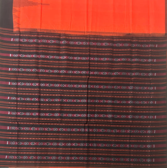 Buy Indian Pure Handloom Sambalpuri Plain Body odisha Ikat temple border cotton Saree