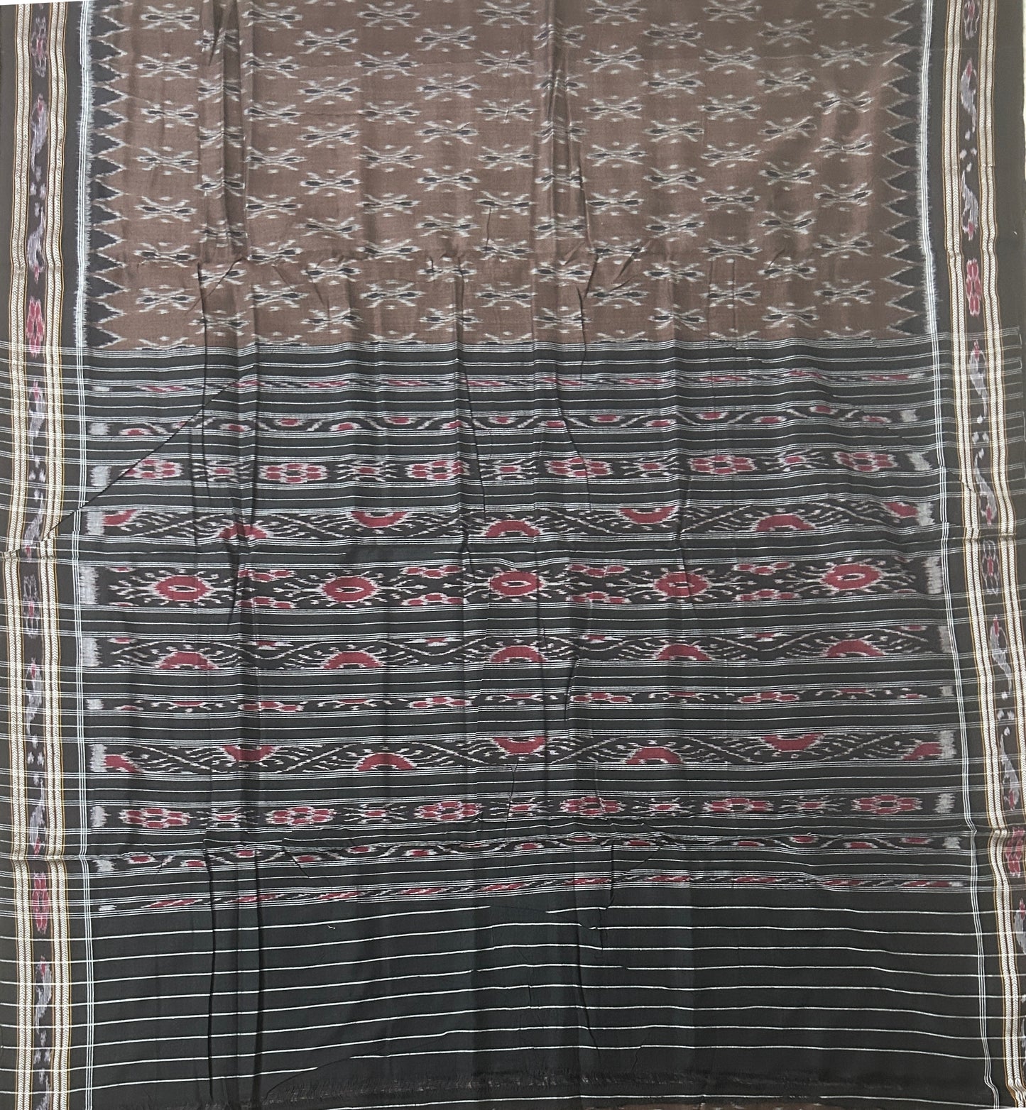 Odisha famous Nuapatna Handloom bandha Cotton Ikat Saree with new motifs on body