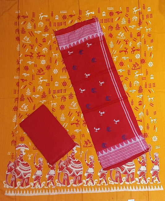 Odisha handloom pure cotton embroidered nuapatna unstitched dress set