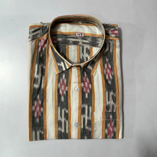 Odisha Handloom Pure Cotton Ikkat Sambalpuri Half Shirt for Men