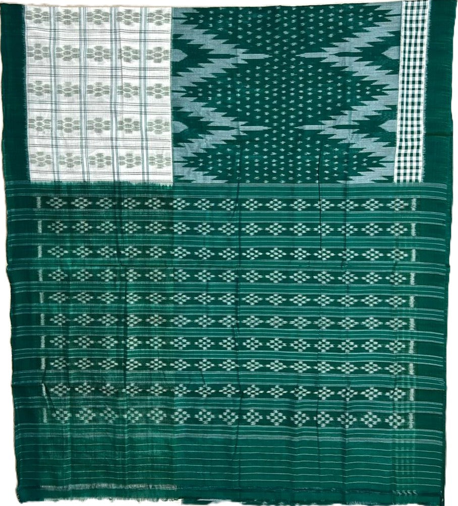 Odisha Handloom Sambalpuri Cotton Body new half half design Saree for grandmother