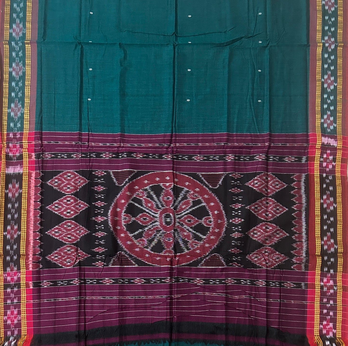 Odisha handloom cotton plain body single color pasapalli border ikt saree