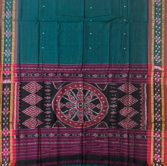 Odisha handloom cotton plain body single color pasapalli border ikt saree