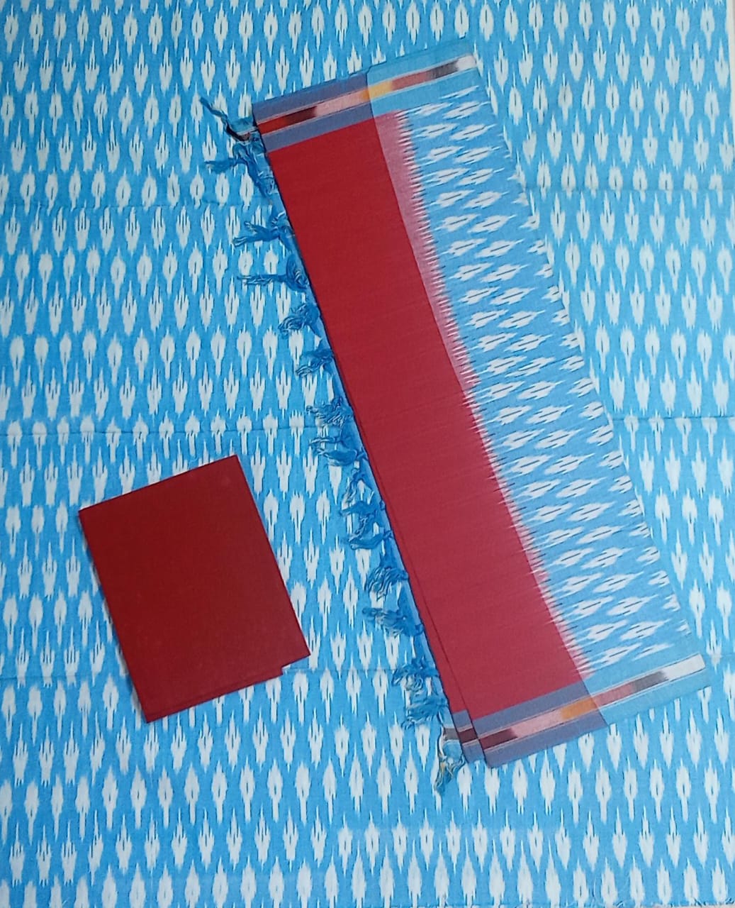 Telengana Handloom Ikat geometric patterns pochampally cotton unstitched dress set for girl