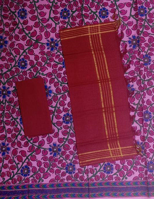 Telengana Handloom Pochampally Mangalgiri Pure South Cotton Dress Set for Office
