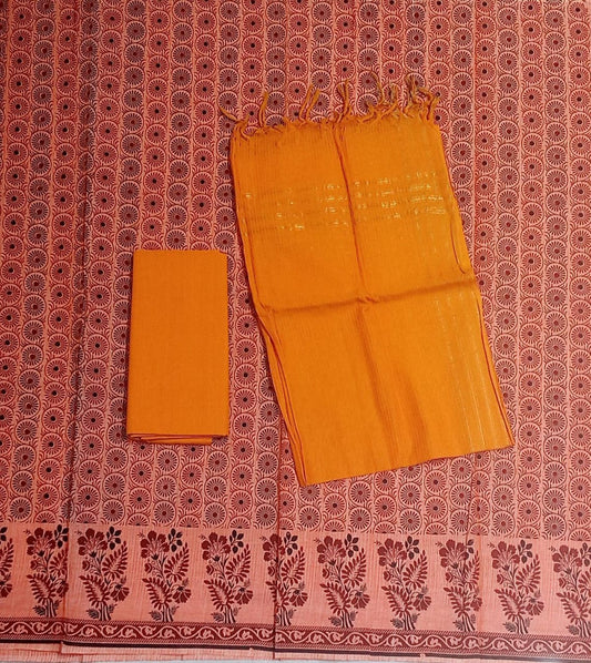 Floral Design Pure Telengana Handloom Mangalgiri South Cotton Dress Set for College