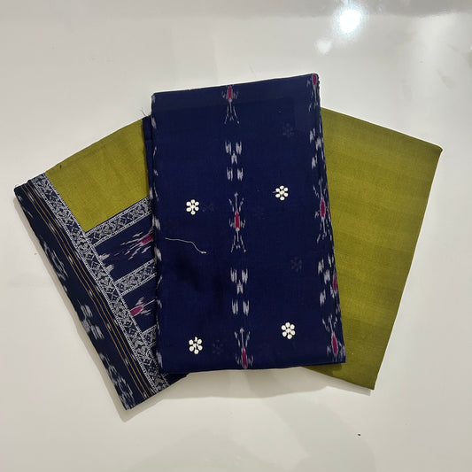 Odisha Handloom Maniabandha Ikat Cotton Patchwork unstitched dress set for school office