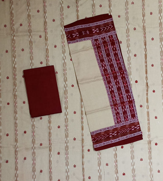 Odisha Handloom cotton Maniabandha Unstitched Dress Set with Pant and dupatta