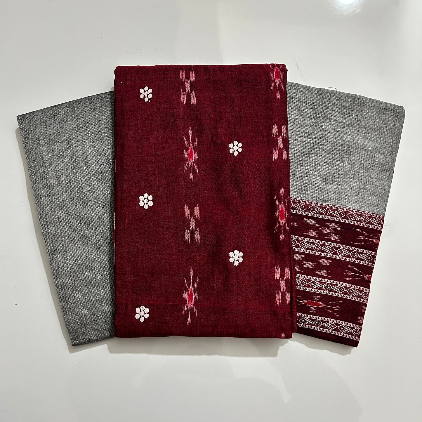 Nuapatna Cotton Odisha Handloom unstitched dress set with salwar, kameez and dupattas