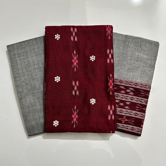 Nuapatna Cotton Odisha Handloom unstitched dress set with salwar, kameez and dupattas