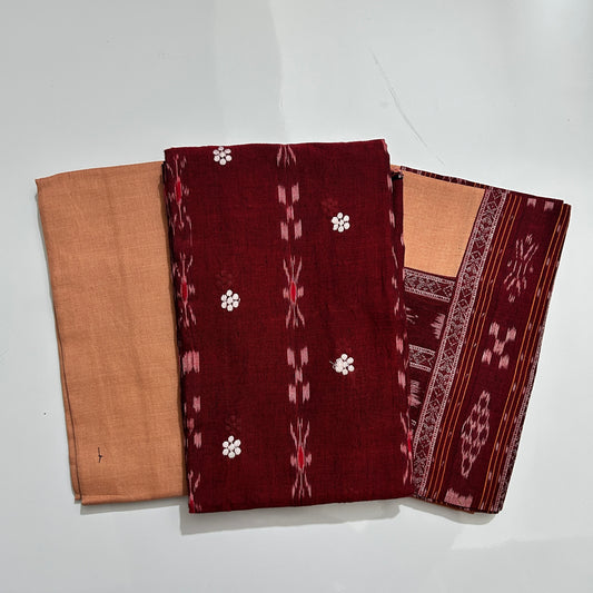 Buy Nuapatna Famous handloom Ikat bandha Embriodery odisha unstitched dress set for school