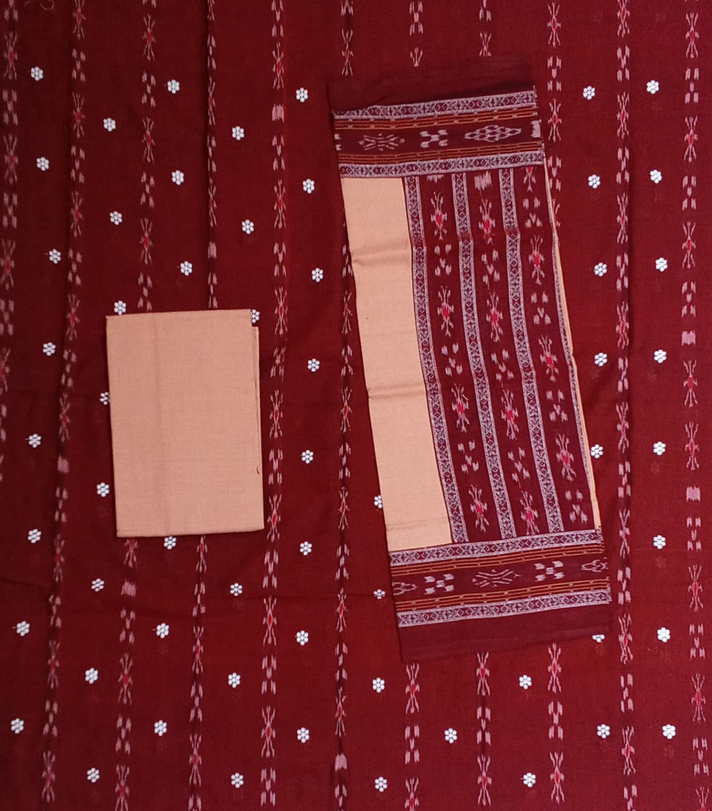 Buy Nuapatna Famous handloom Ikat bandha Embriodery odisha unstitched dress set for school