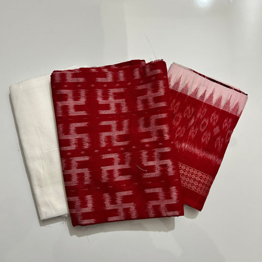 Odisha Handloom Sambalpuri Design Pure Ikat cotton unstitched dress set materials