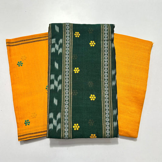 Sambalpuri Handloom Ikat buti Cotton unstitched dress set from Odisha