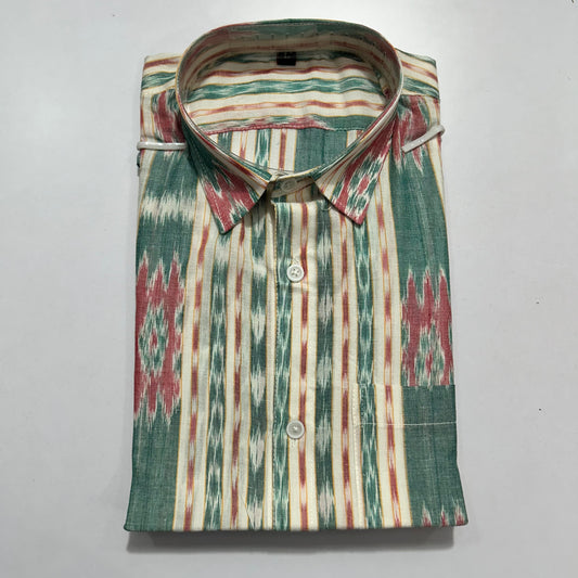 New Design Sambalpuri Odisha Handloom Handwoven Pure Cotton Half Shirt
