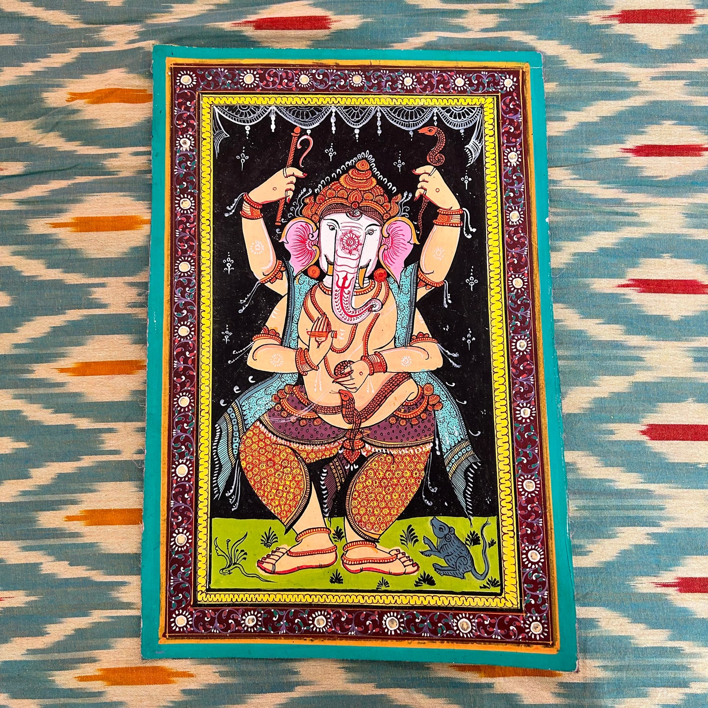 Odisha Raghurajpur handicraft Patachitra Painting Idol of Lord Ganesha from Puri