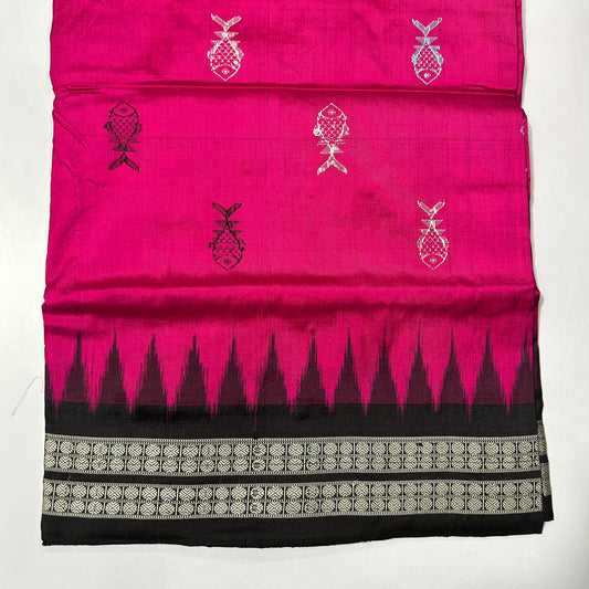 Buy Odisha Handloom Sambalpuri Bomkai Fish motifs design Pure Traditional Silk Saree