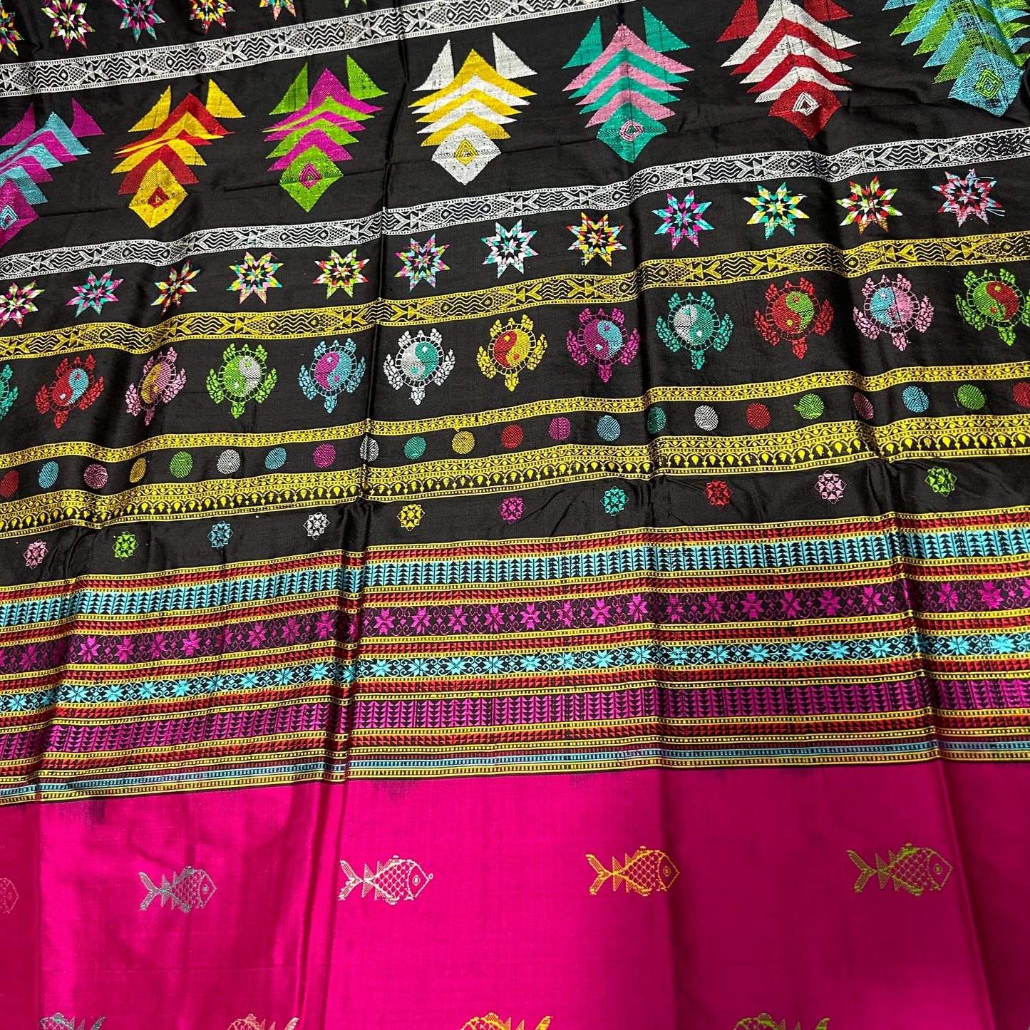 Buy Odisha Handloom Sambalpuri Bomkai Fish motifs design Pure Traditional Silk Saree