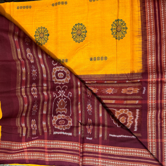 Odisha Handloom Pure Cotton Bomkai Saree for Mother's Gift from Boudh