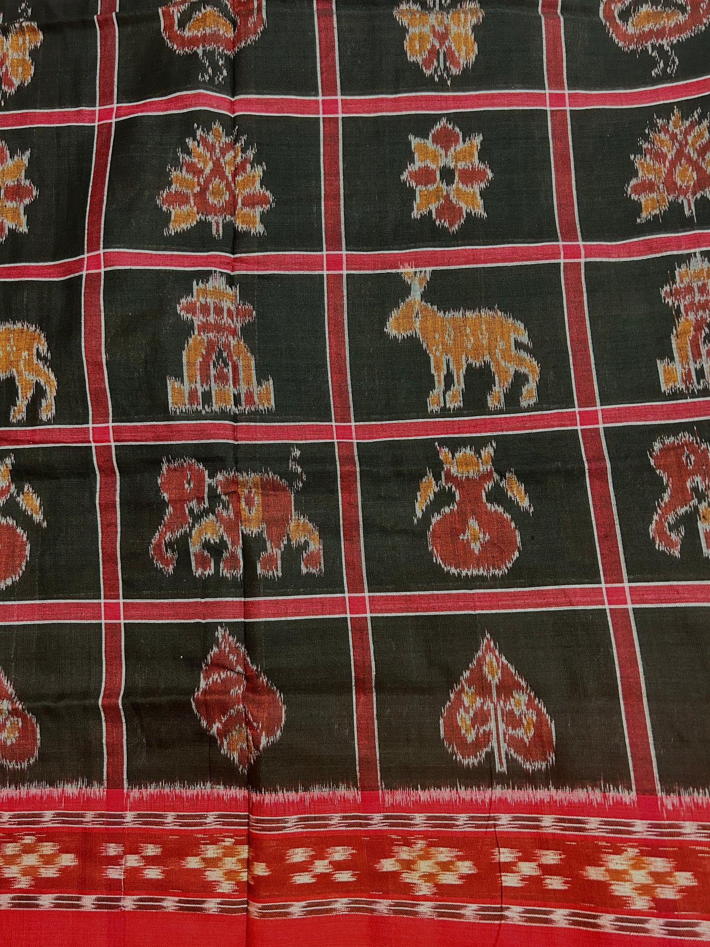 Odisha handloom Black With Red Nabakothi Maniabandha Handloom Cotton Saree