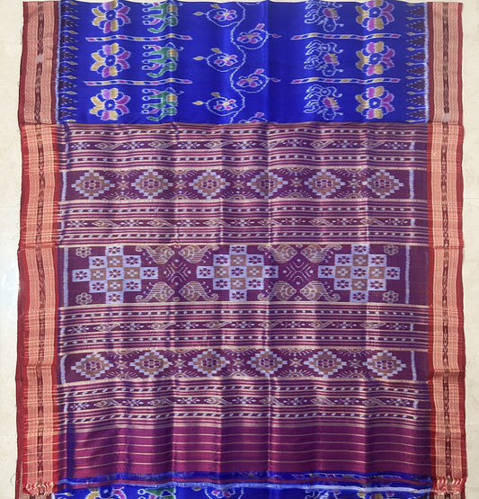 Odisha Handloom Nuapatna Tigiria Pure Silk Pata flower design silk saree for Gift