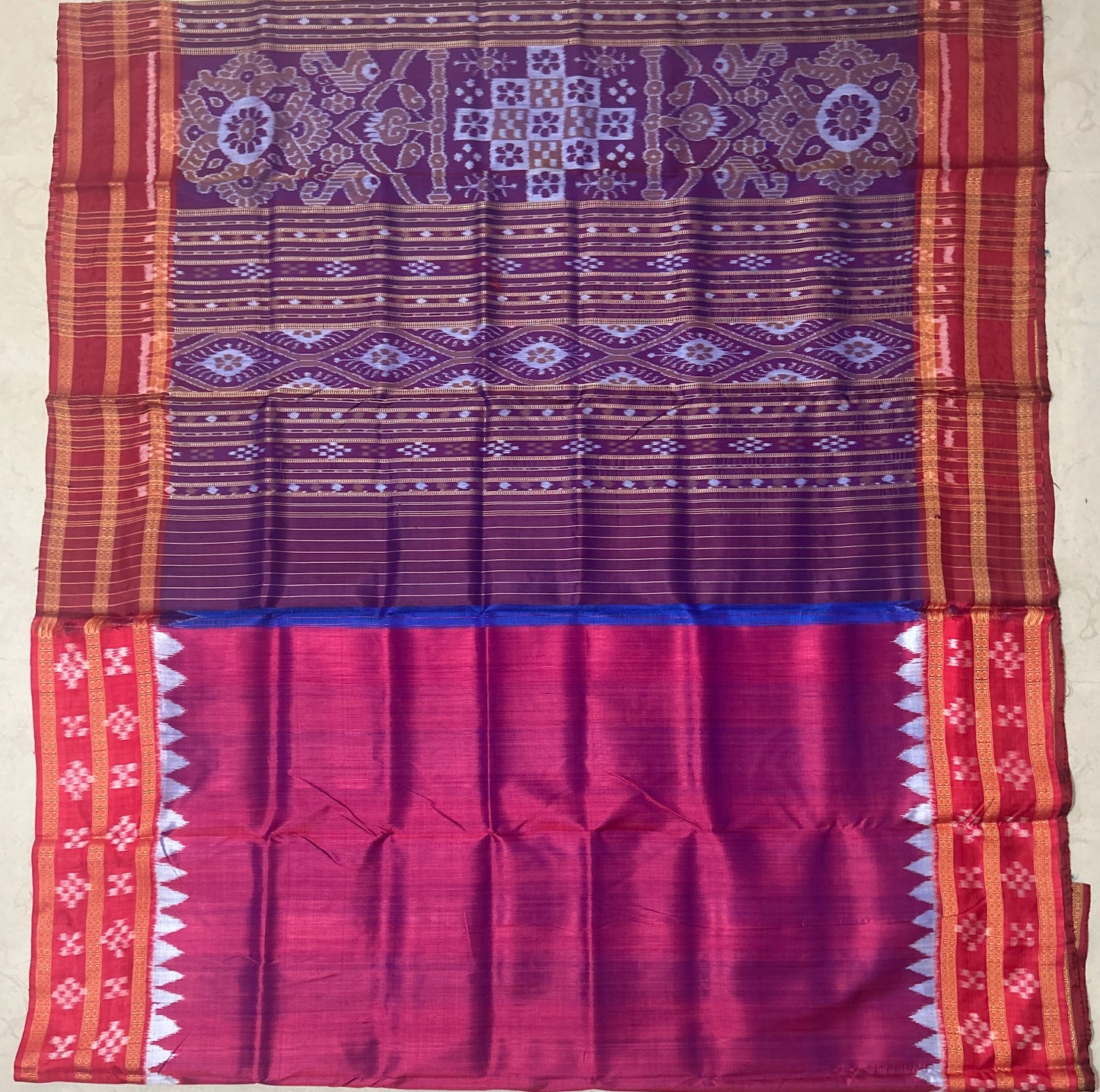 Odisha Handloom Double Pasapalli Border Khandua Silk Patu Saree from Nuapatna