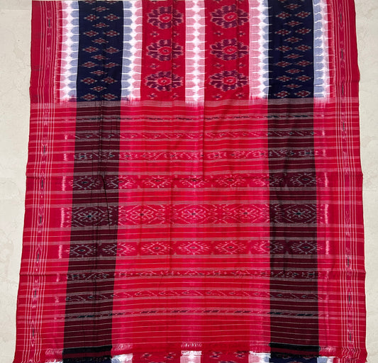 Odisha handloom nuapatna bandha multi color Pure organic cotton saree