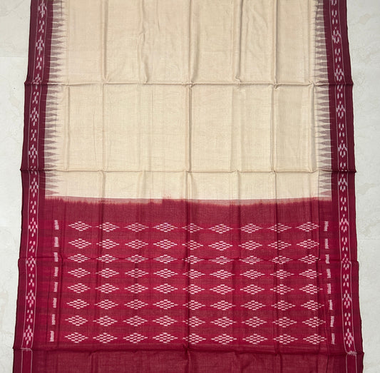 Odisha Handloom Sambalpuri bandha plain caslal abhimanpur cotton saree