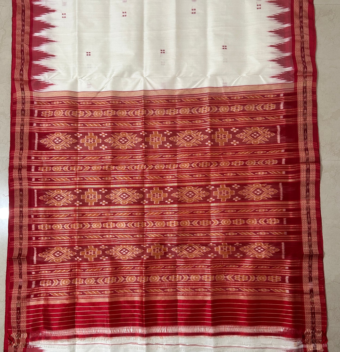 Odisha Ikat Silk Saree made of mullberry Pure thread from Nuapatna Khandua handloom for Temple