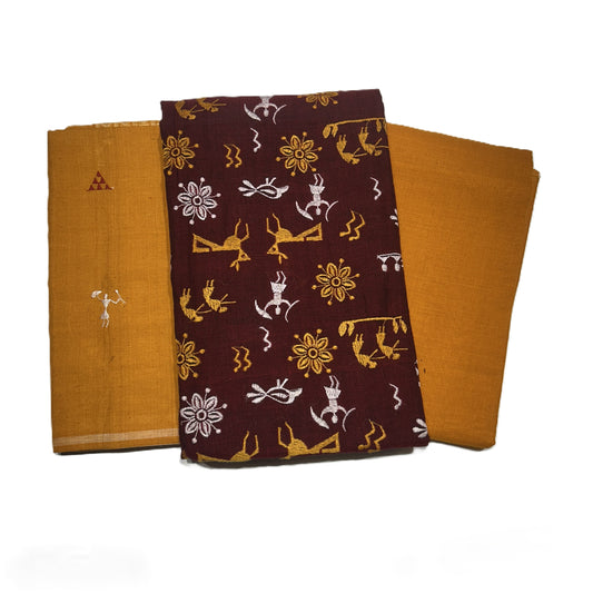 Sambalpuri Handloom Ikat buti Cotton unstitched dress set from Odisha