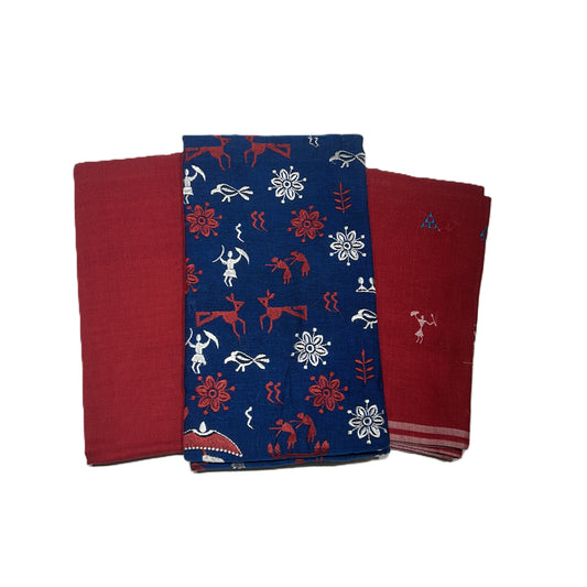 Odisha Handloom Nuapatna handloom Patchwork unstiched cotton dress set