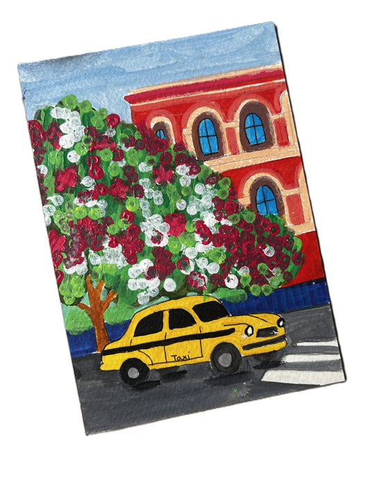 Streets of Kolkata City Scenery Painting on cotton paper