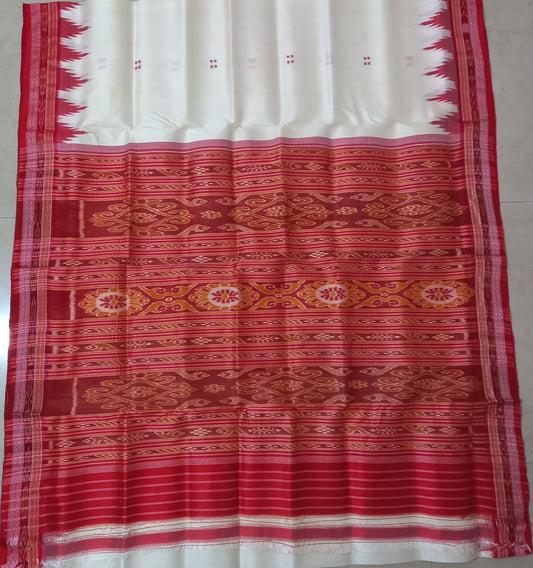 Buy Odisha Handloom Khandua Pata Nuapatna White with .Red Silk Saree