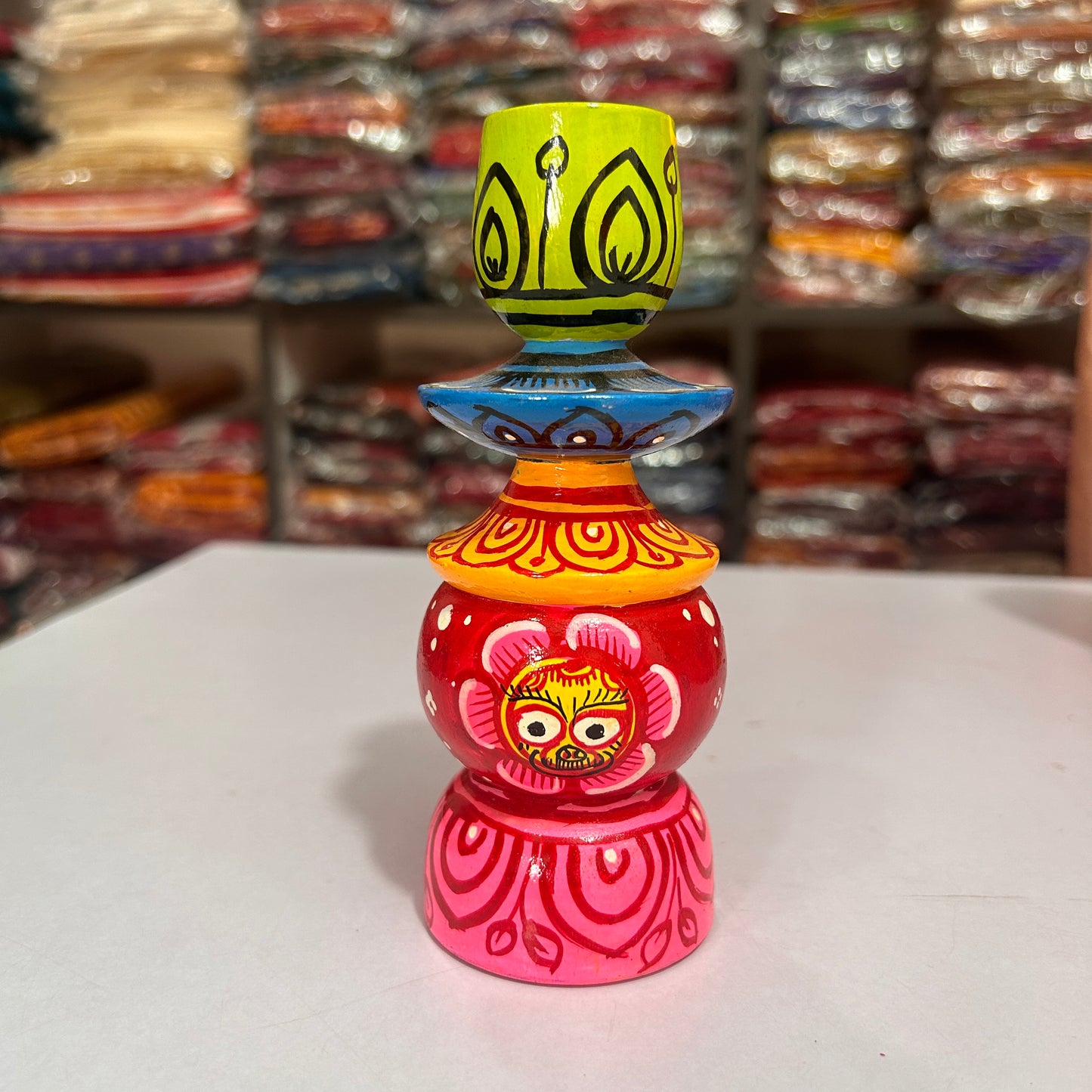 Odisha handicraft Wooden Handpainting patachitra painting candle stand for homedecor