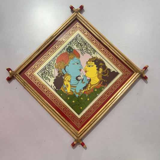 Odisha Handicraft Patachitra design Framed Radha Krishna Painting for home decoration