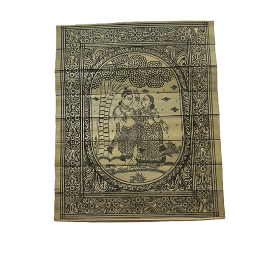 Odisha handicraft Raghurajour palm leaf Engraving Painting of Radha Krishna