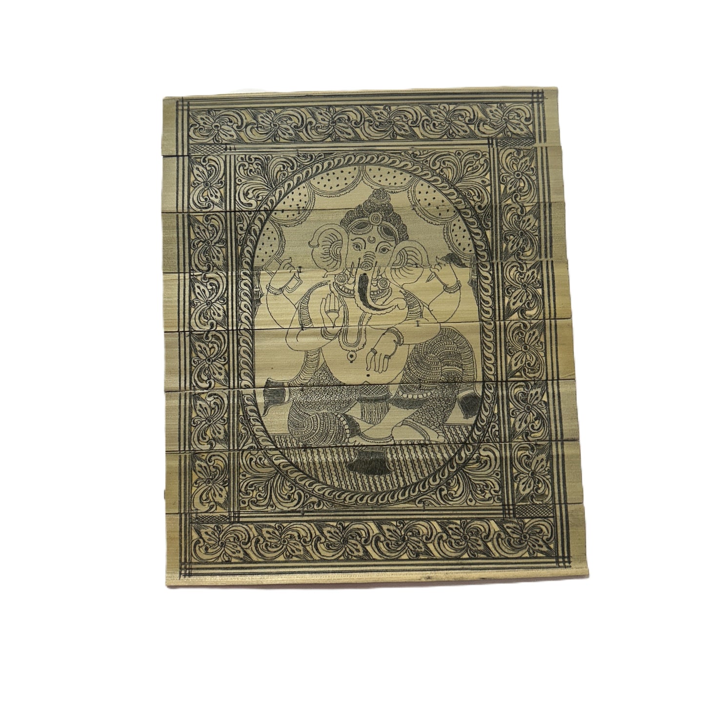 Odisha engraved handicraft Palm Leaf Engraving Painting of Lord Ganesh from Puri