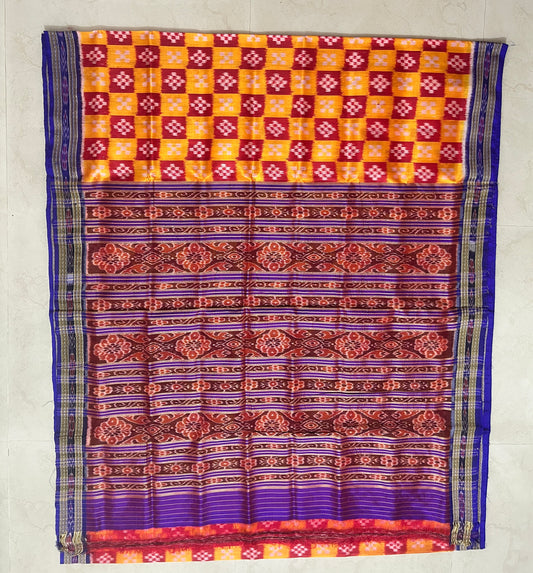 Odisha Handloom Casual Khandua traditional Maniabandha Yellow Silk Sarees