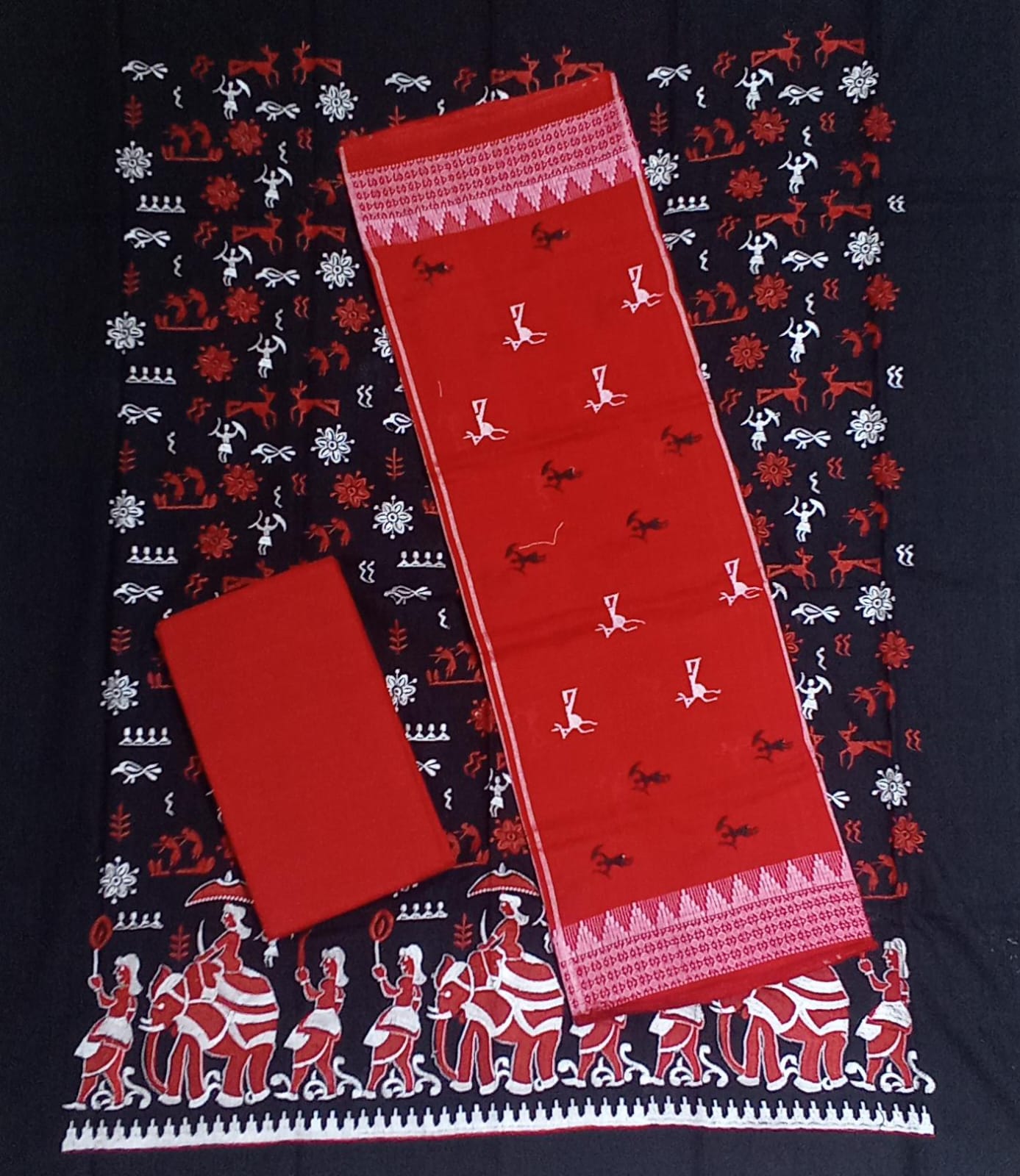 Odisha Handloom Doll design cotton unstitched dress material set