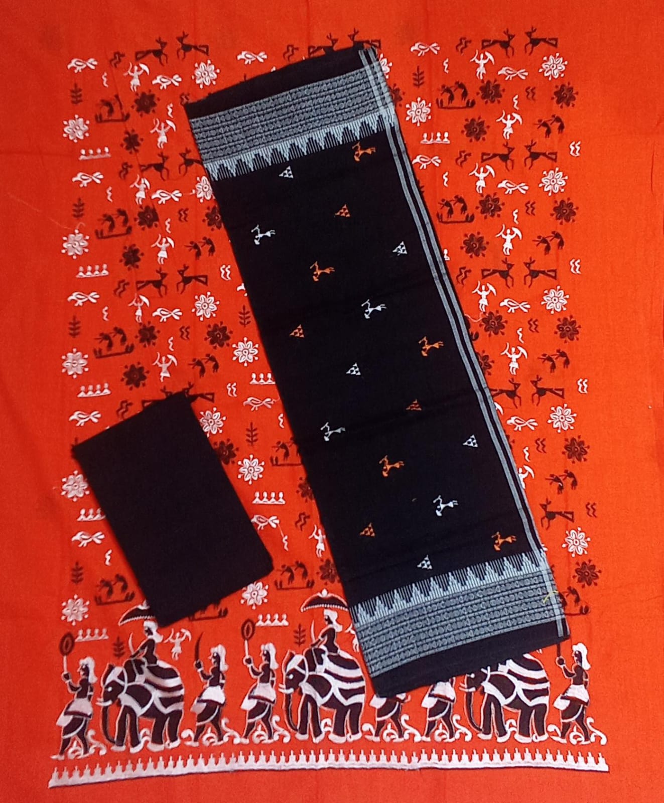 Odisha handloom pure cotton nuapatna patch work unstitched dress set