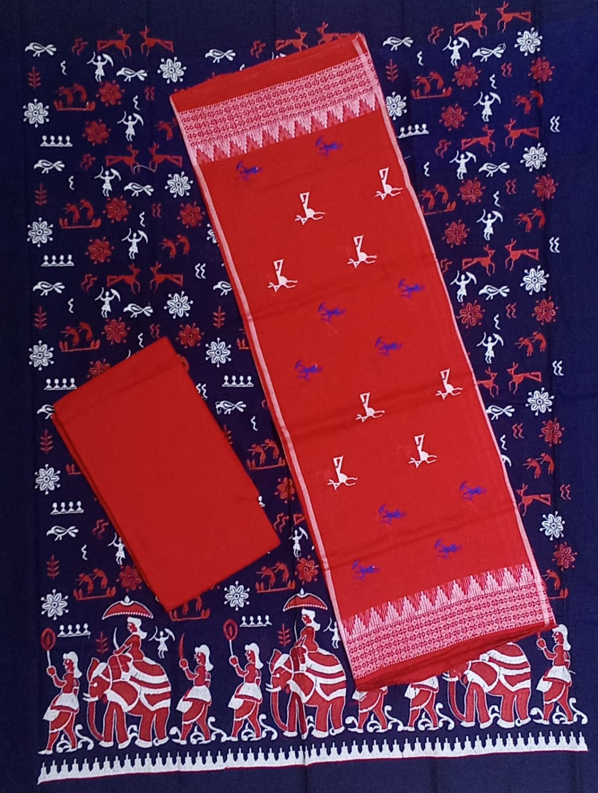 Odisha Handloom Maniabandha Embroidery unstitched dress set for College Girls