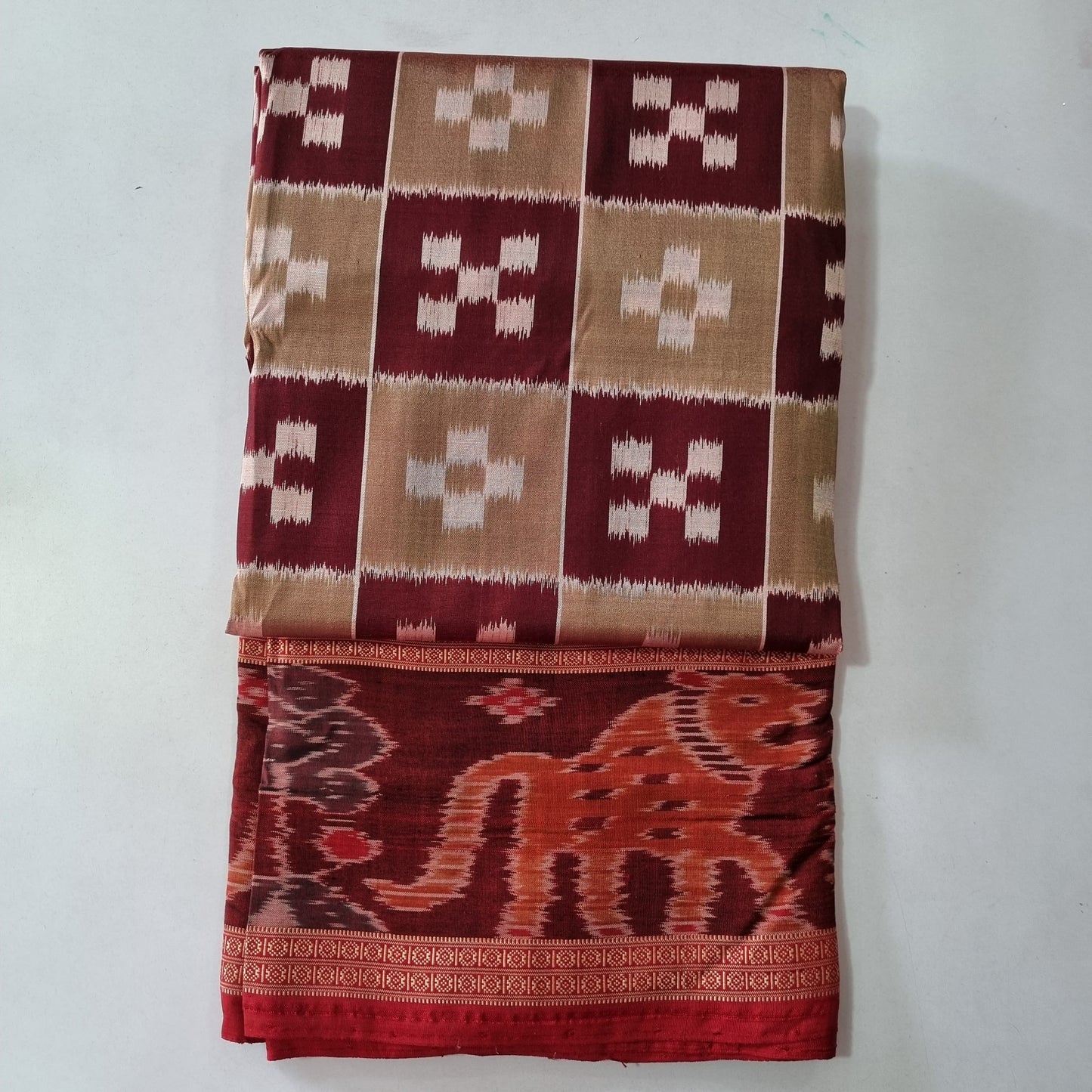 Odisha Handloom Silk Hiran & Tiger Pattern handwoven Saree