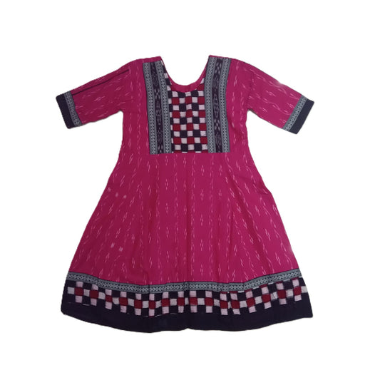 Buy Ikat Design sambalpuri handloom Pure Cotton New Design Anarkali long Kurti for Girls