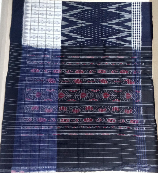 Buy nuapatna handloom pure ikat cotton odisha half half bandha saree