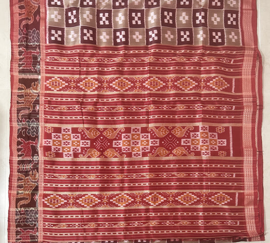 Odisha Handloom Silk Hiran & Tiger Pattern handwoven Saree