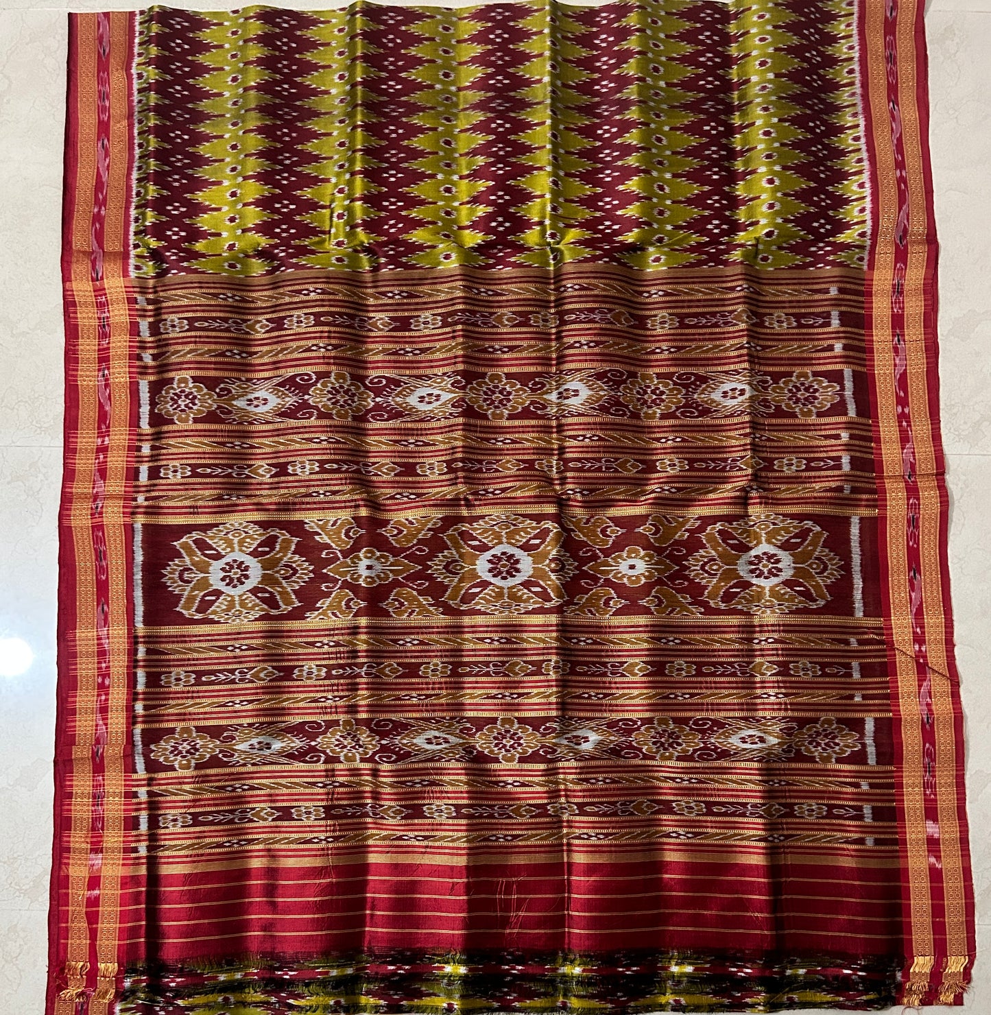 Buy Nuapatna Ikat Bandha khandua Pata Kotki Silk Saree made by Odisha Handloom Weavers