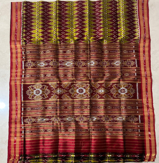 Buy Nuapatna Ikat Bandha khandua Pata Kotki Silk Saree made by Odisha Handloom Weavers