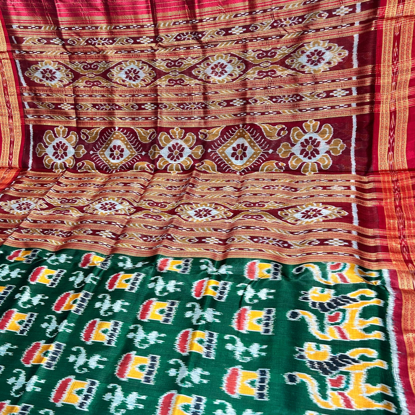 Buy Nuapatna Khandua Silk Saree | Odisha Handloom Pure bandha Design Pata Sari