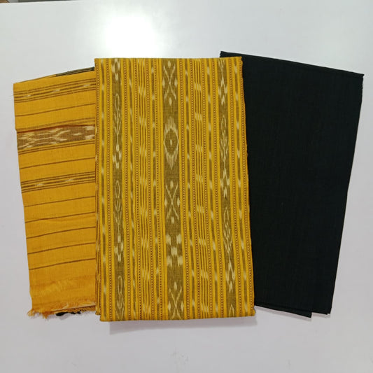 Odisha Handloom Red with Black Sambalpuri Unstitched Dress Material Set