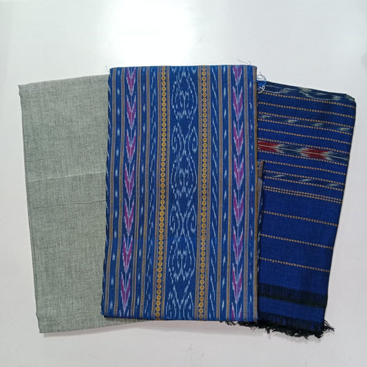 Buy Maniabandha Odisha Pure handloom Cotton Patchwork Unstitched Dress set for Office Uniform